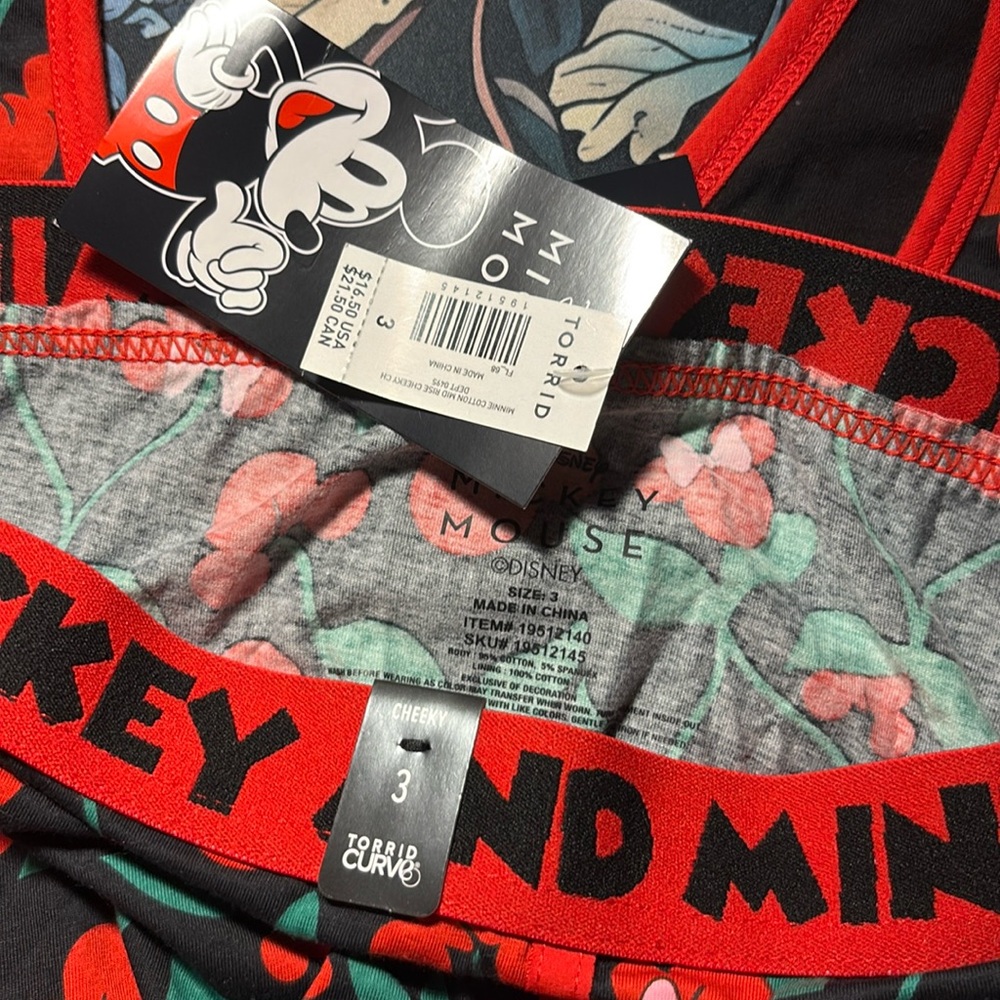 Torrid Mickey and Minnie Cherries Bralette and Panty Set - Picture 4 of 5
